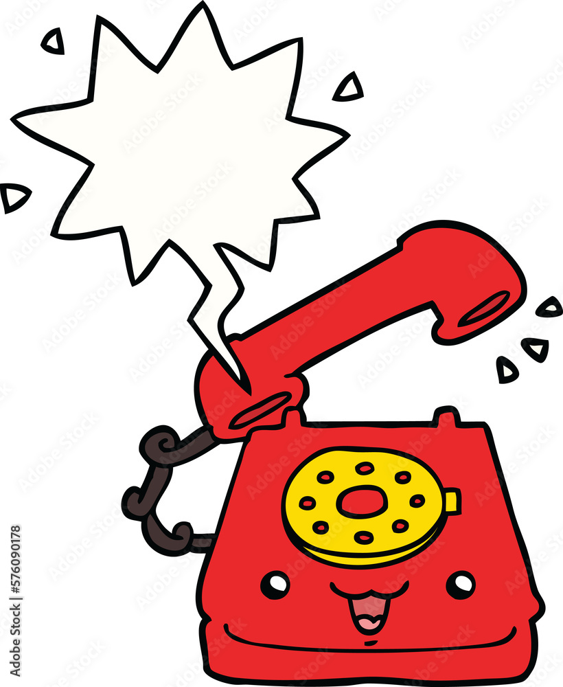 cute cartoon telephone and speech bubble cute cartoon telephone and speech bubble