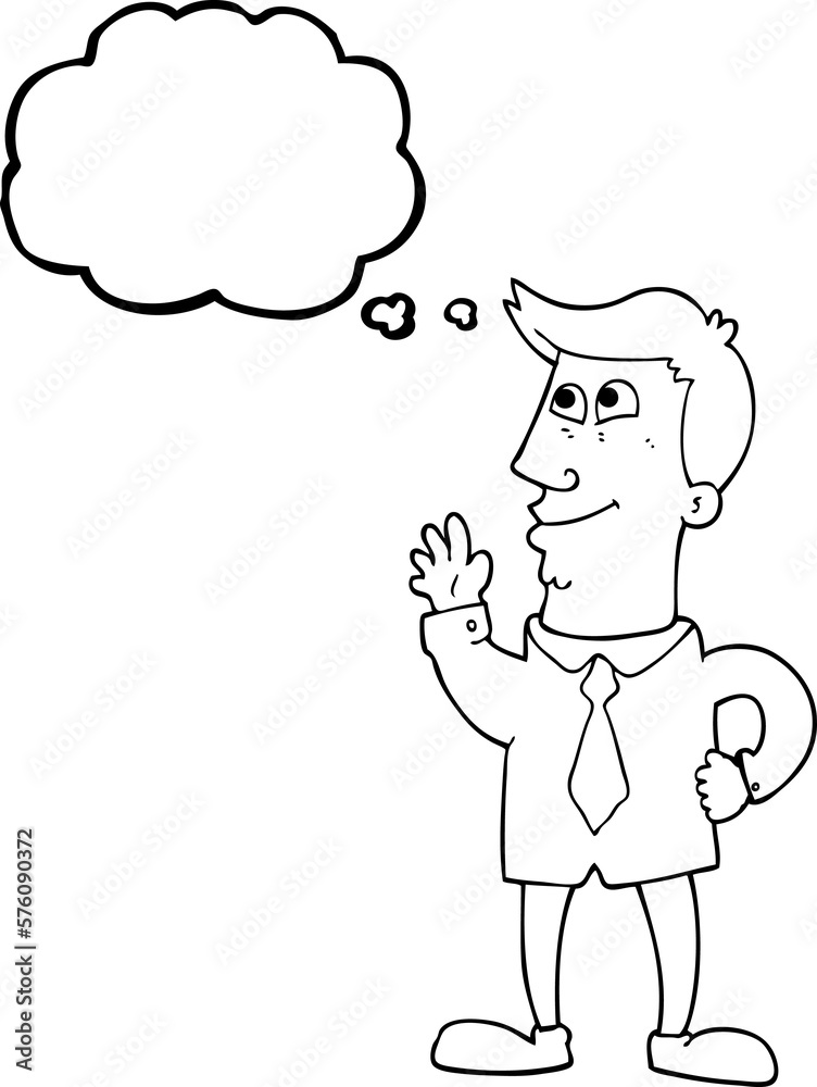 thought bubble cartoon waving man thought bubble cartoon waving man