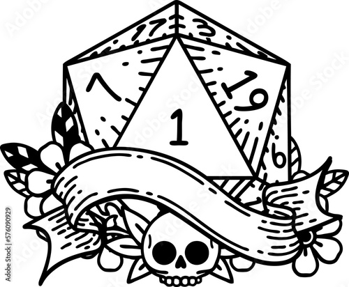 natural one d20 dice roll illustration