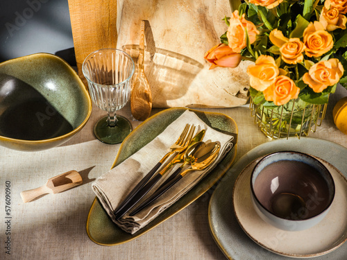 still life with a cup of tea and spoon