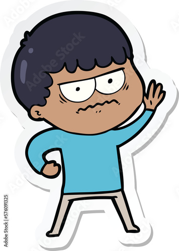 sticker of a cartoon annoyed man