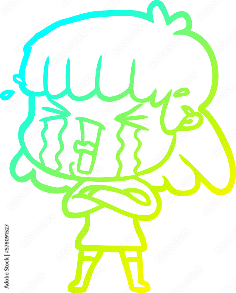 cold gradient line drawing cartoon woman in tears cold gradient line drawing cartoon woman in tears