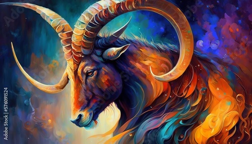 Capricorn in surreal artistic colorful style