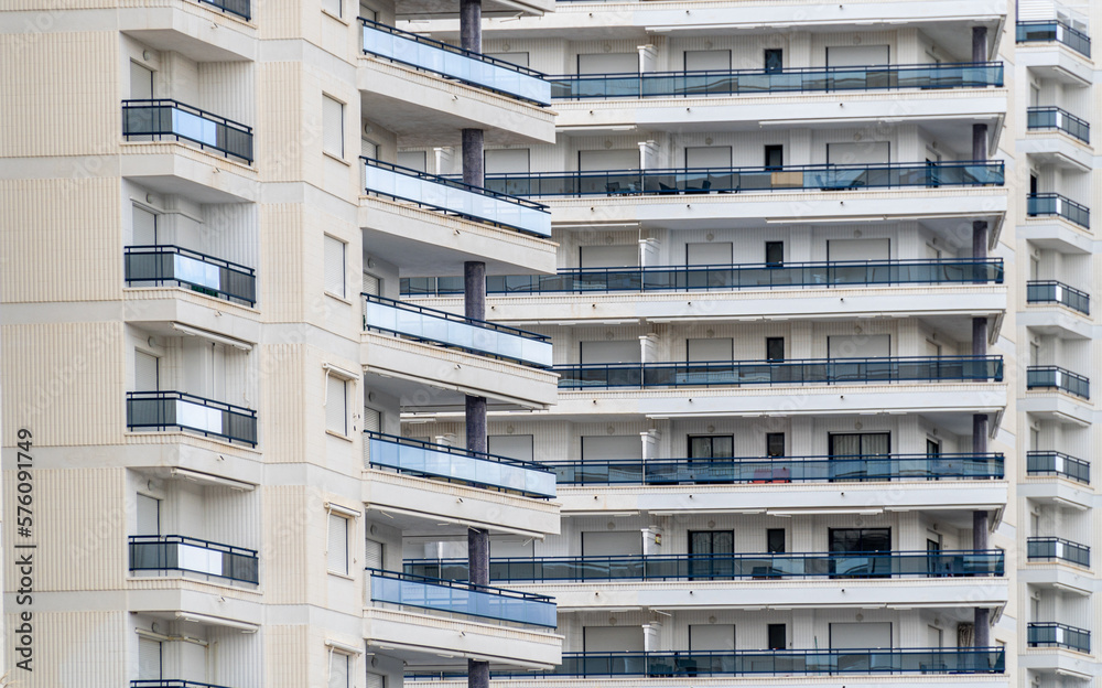 Exterior view, modern apartments with balconies Exterior view, modern apartments with balconies