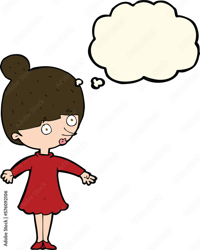 cartoon surprised woman with thought bubble cartoon surprised woman with thought bubble