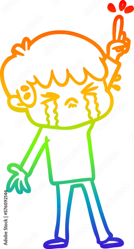 rainbow gradient line drawing cartoon boy crying rainbow gradient line drawing cartoon boy crying