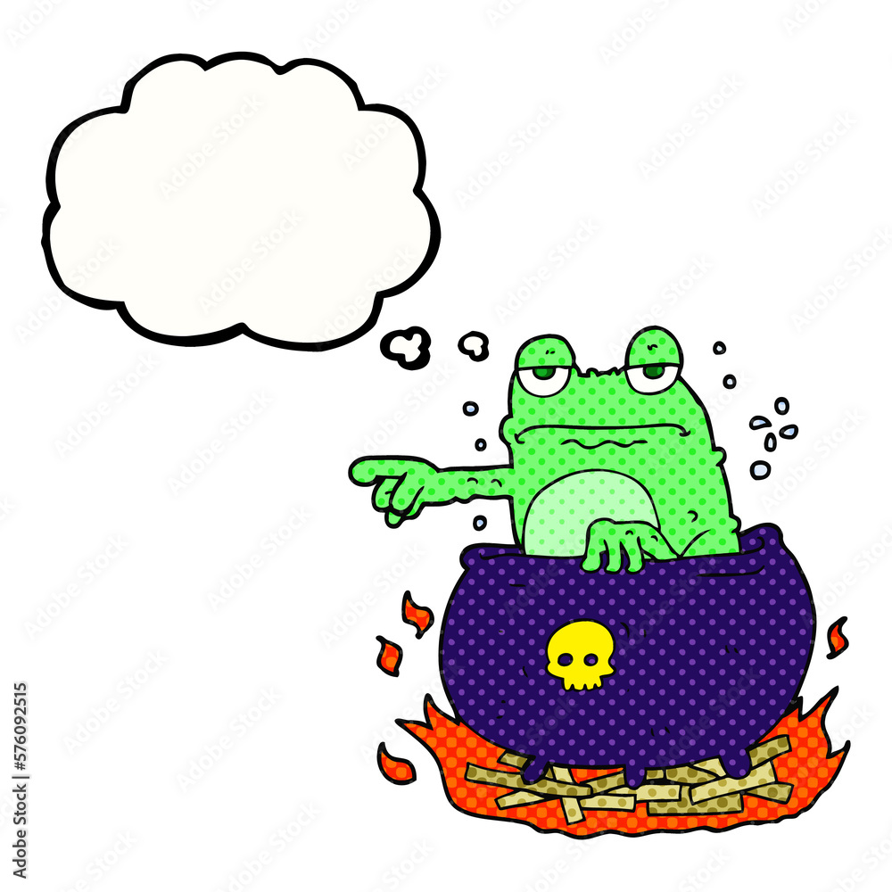 Naklejka premium thought bubble cartoon halloween toad