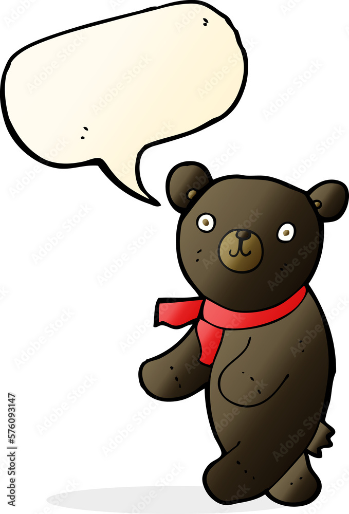 cute cartoon black teddy bear with speech bubble cute cartoon black teddy bear with speech bubble