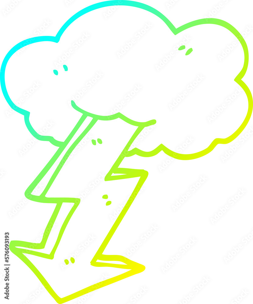 cold gradient line drawing cartoon lightning bolt cold gradient line drawing cartoon lightning bolt