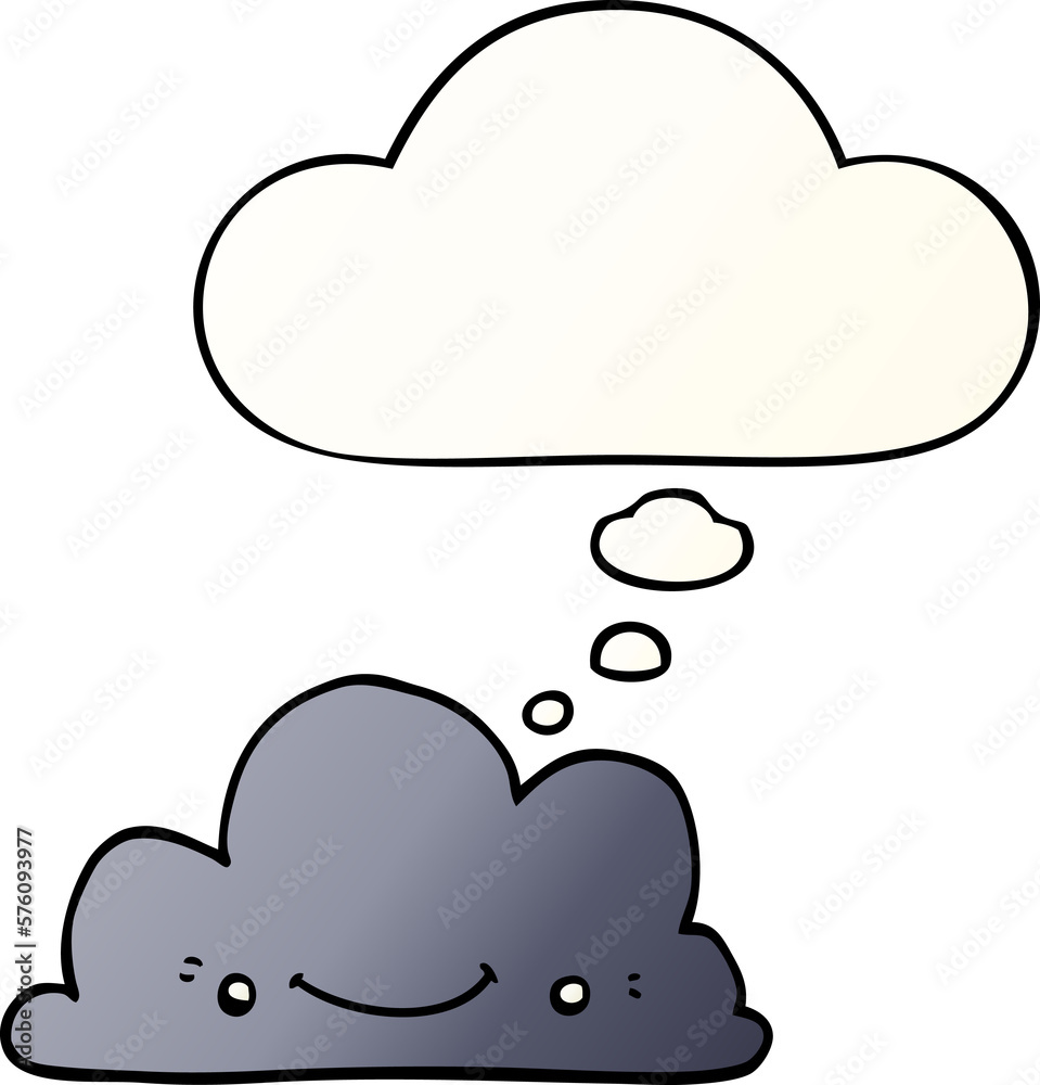 cute cartoon cloud and thought bubble in smooth gradient style cute cartoon cloud and thought bubble in smooth gradient style