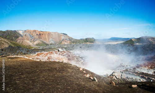 Wallpaper Mural Amazing volcanic landscape in Iceland with smoke Torontodigital.ca