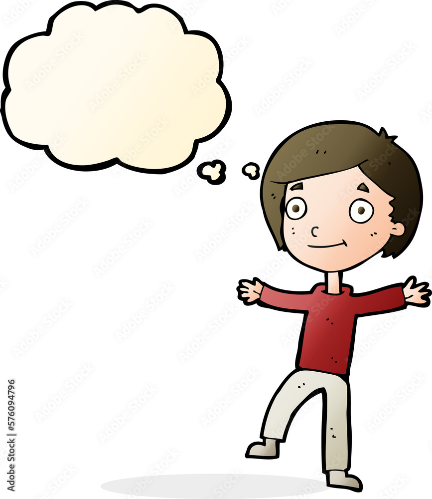 cartoon excited boy with thought bubble cartoon excited boy with thought bubble