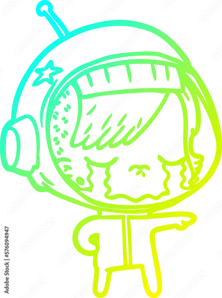 cold gradient line drawing cartoon crying astronaut girl cold gradient line drawing cartoon crying astronaut girl