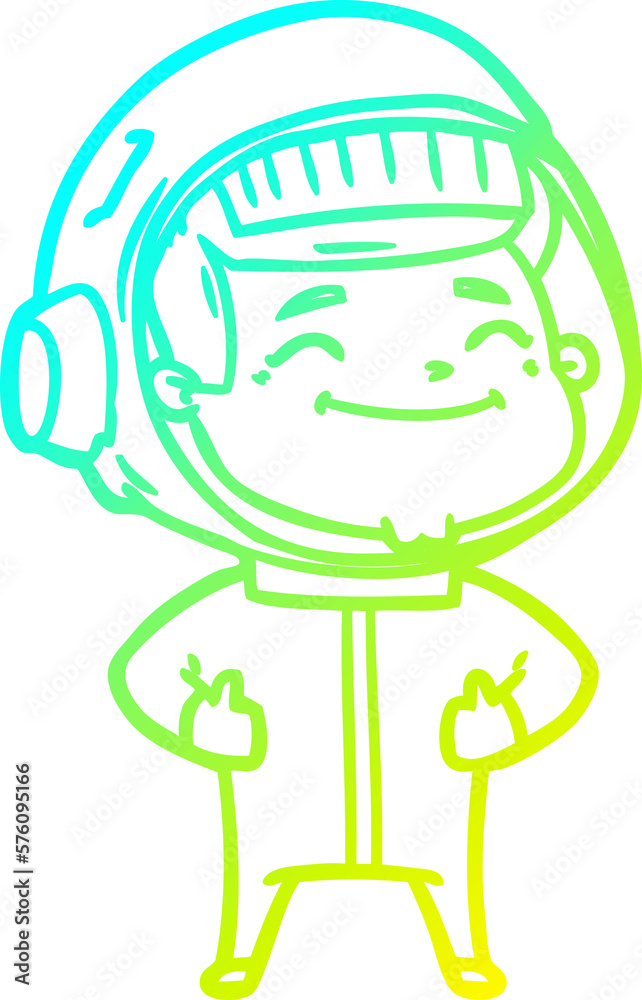 cold gradient line drawing happy cartoon astronaut cold gradient line drawing happy cartoon astronaut