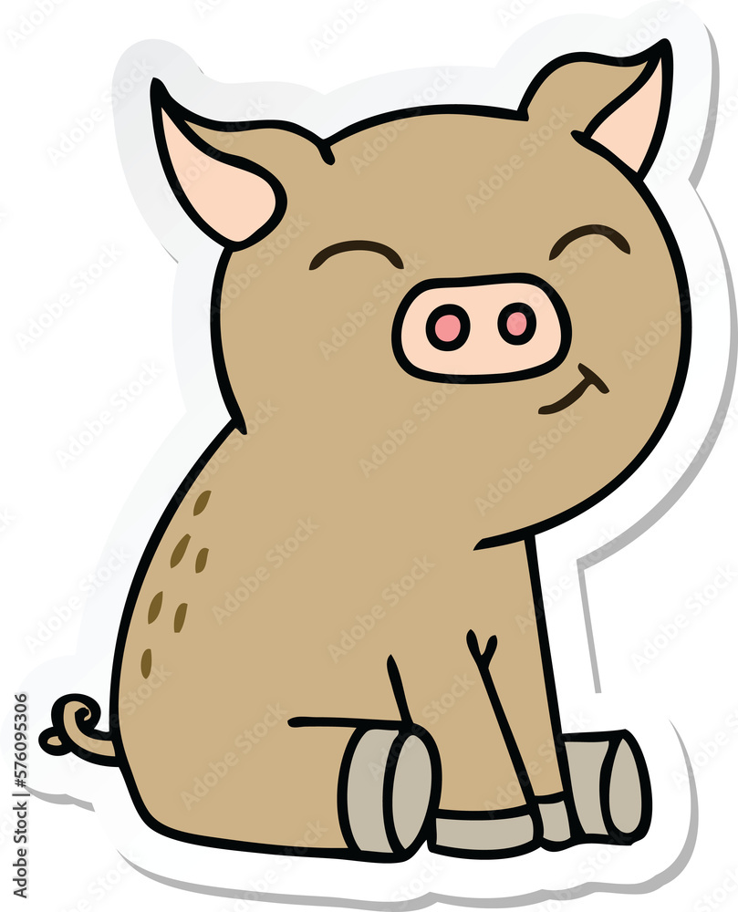 sticker of a quirky hand drawn cartoon pig sticker of a quirky hand drawn cartoon pig