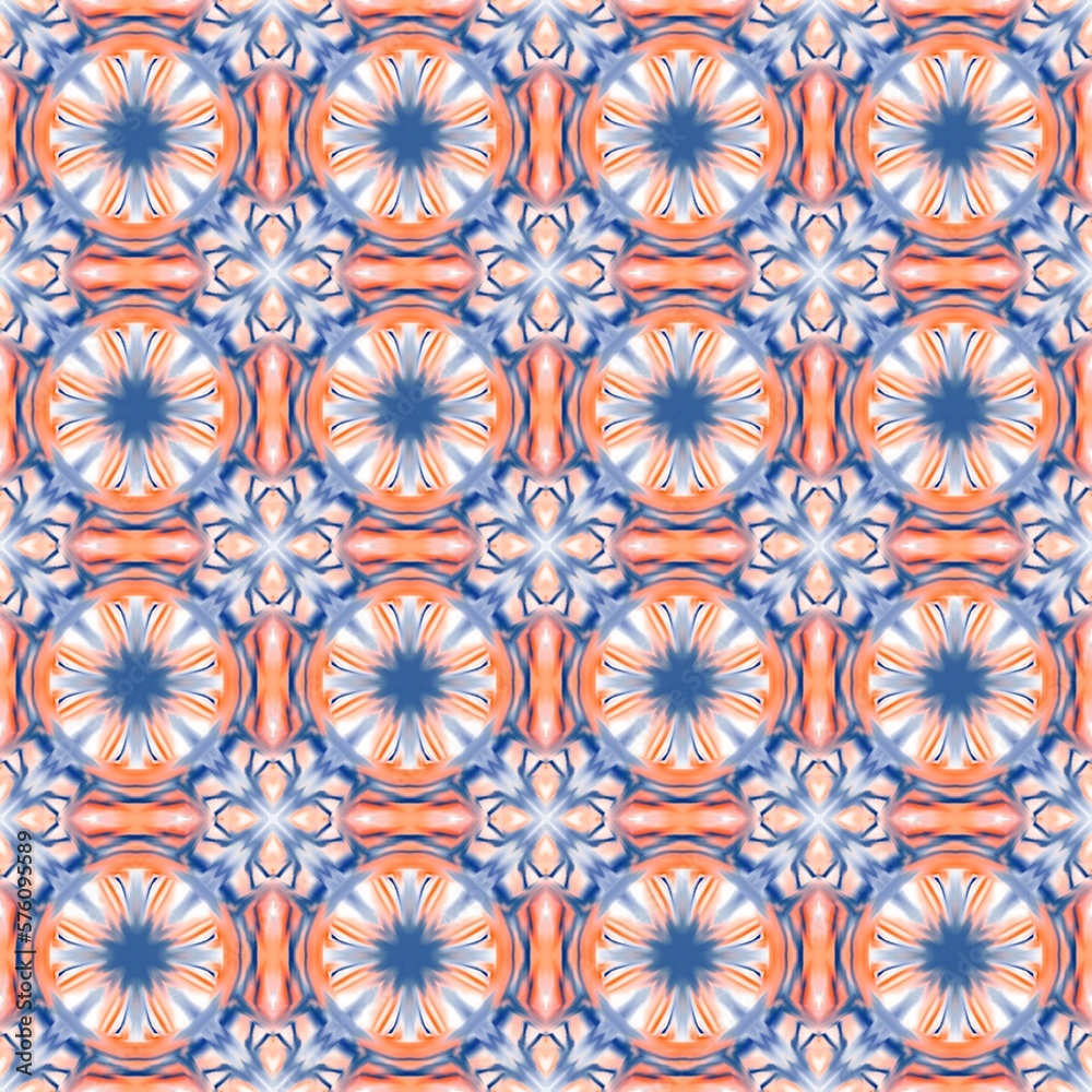 Orange and Blue Tiled Seamless Pattern