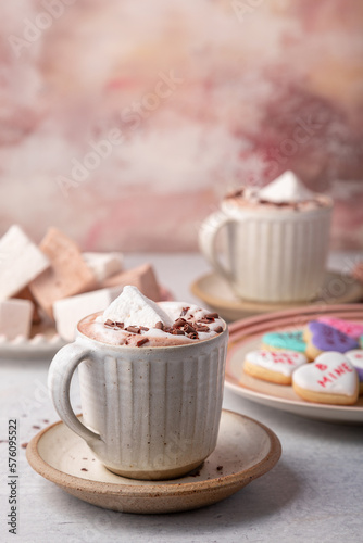 Hot Chocolate with Marshmallows and Cookies