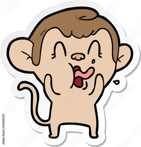 sticker of a crazy cartoon monkey