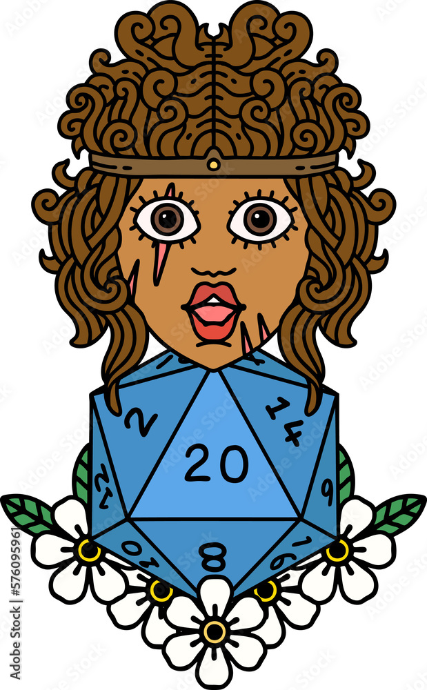 human barbarian with natural twenty dice roll illustration human barbarian with natural twenty dice roll illustration