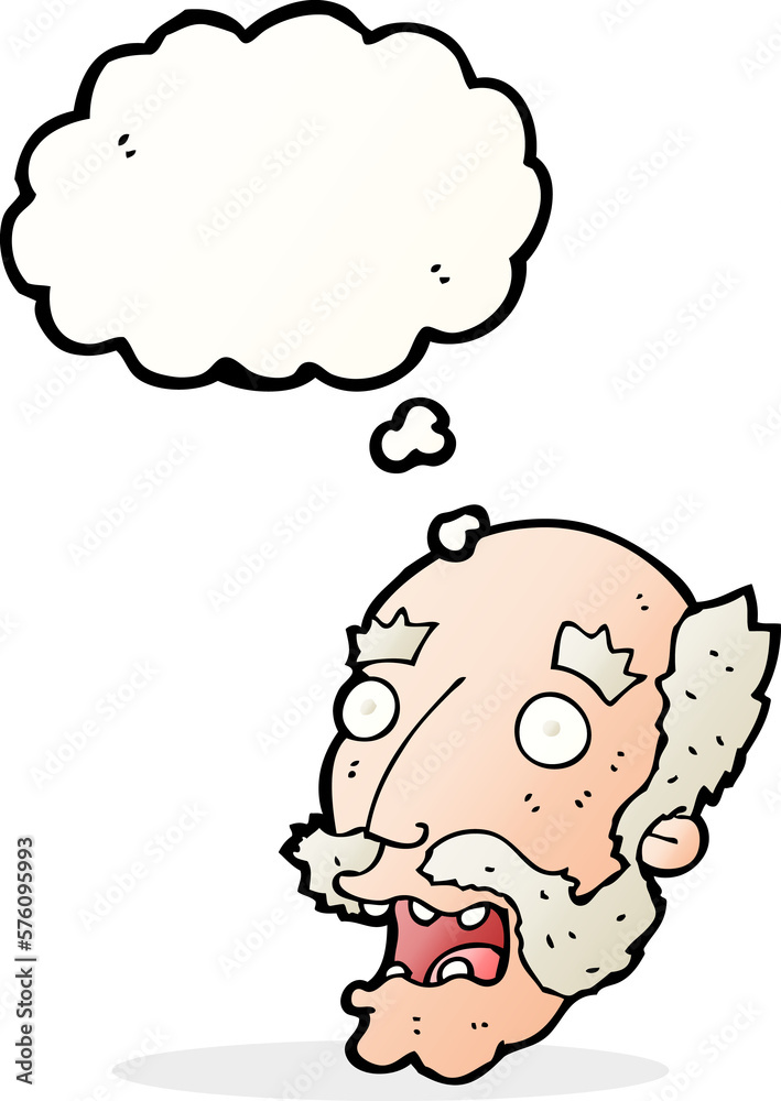 cartoon shocked old man with thought bubble cartoon shocked old man with thought bubble