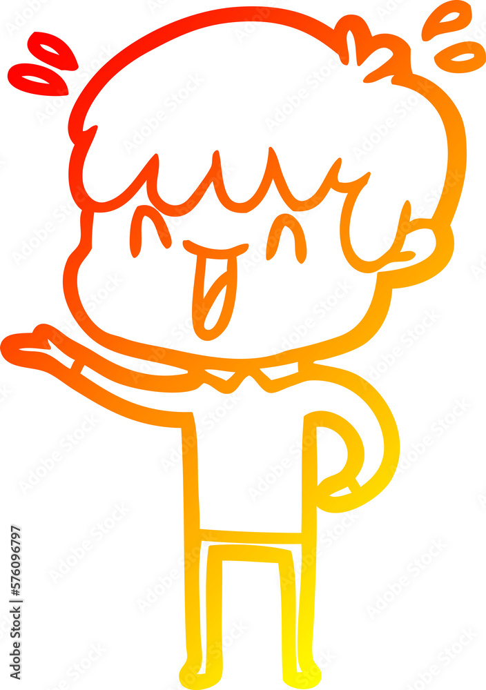 warm gradient line drawing cartoon laughing boy warm gradient line drawing cartoon laughing boy