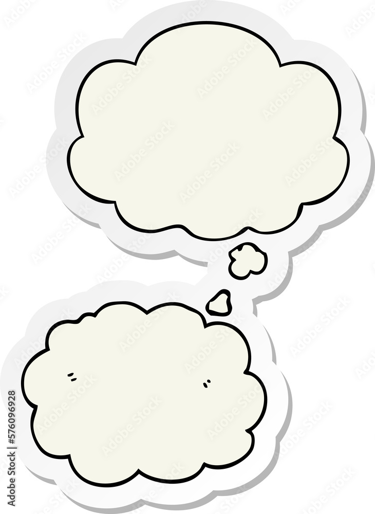 cartoon cloud and thought bubble as a printed sticker cartoon cloud and thought bubble as a printed sticker