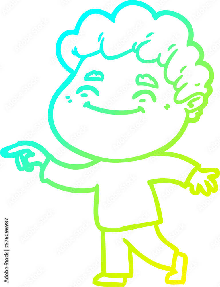 cold gradient line drawing cartoon friendly man