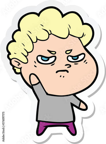 sticker of a cartoon angry man