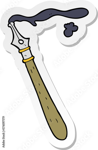 sticker of a cartoon fountain pen