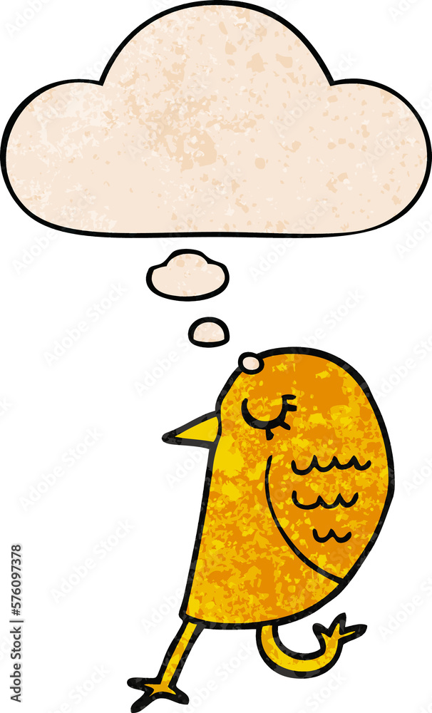 cartoon bird and thought bubble in grunge texture pattern style cartoon bird and thought bubble in grunge texture pattern style