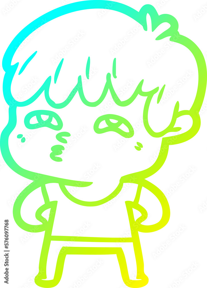 cold gradient line drawing cartoon curious man cold gradient line drawing cartoon curious man