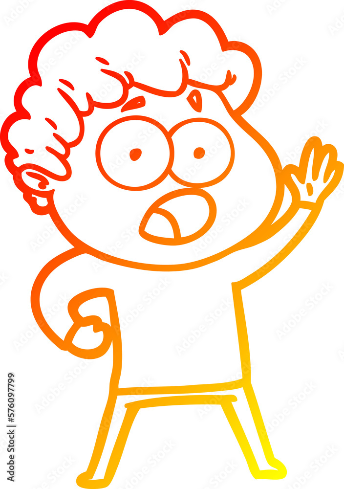 warm gradient line drawing cartoon man gasping in surprise warm gradient line drawing cartoon man gasping in surprise