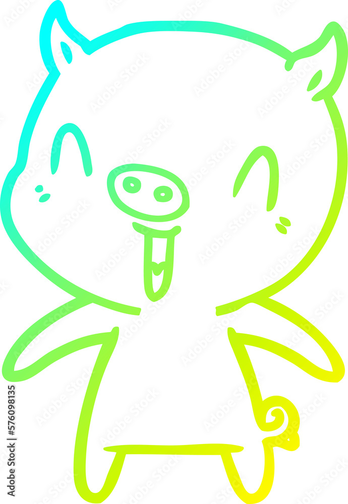 cold gradient line drawing happy cartoon pig cold gradient line drawing happy cartoon pig