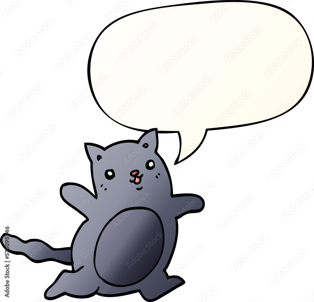 cartoon cat and speech bubble in smooth gradient style cartoon cat and speech bubble in smooth gradient style