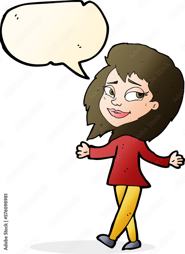 stress free woman cartoon with speech bubble stress free woman cartoon with speech bubble