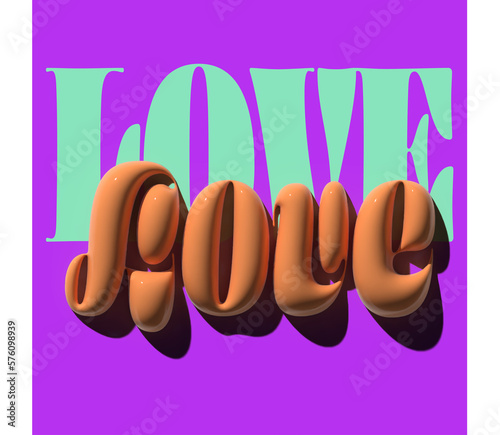 Colorful Poster with 3d text Love