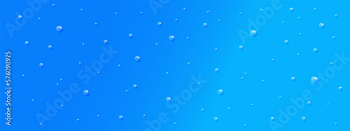 Water drops on blue background vector illustration. Liquid droplets isolated on blue gradient backdrop. Poster, banner template Vector illustration