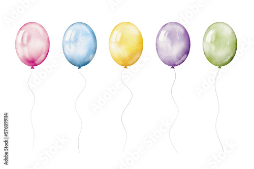 Watercolor illustration – Air balloons Fototapet