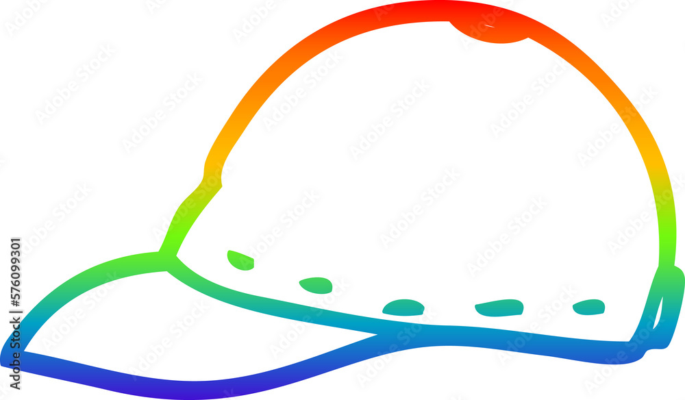 Fototapeta premium rainbow gradient line drawing cartoon cap