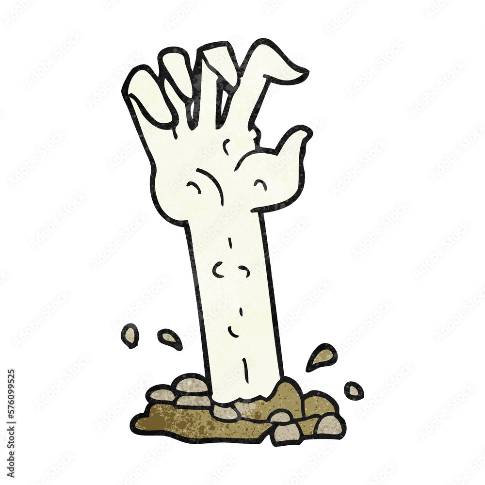 textured cartoon zombie hand rising from ground textured cartoon zombie hand rising from ground