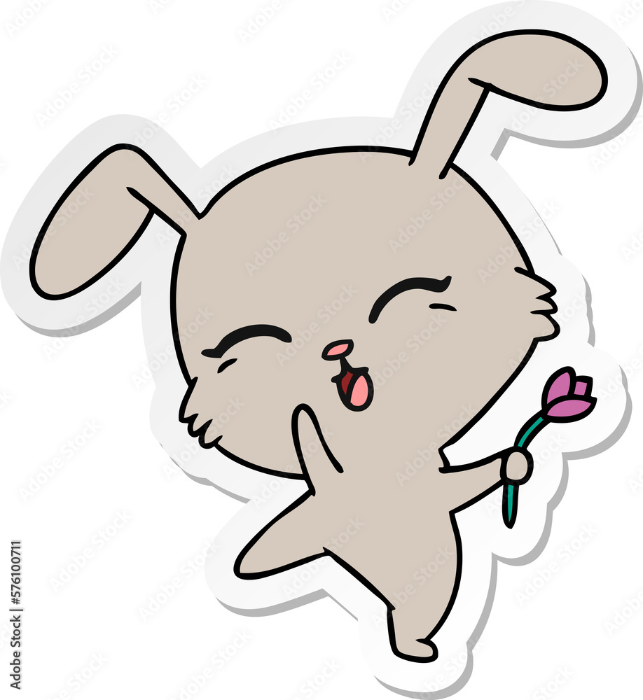 sticker cartoon of cute kawaii bunny sticker cartoon of cute kawaii bunny