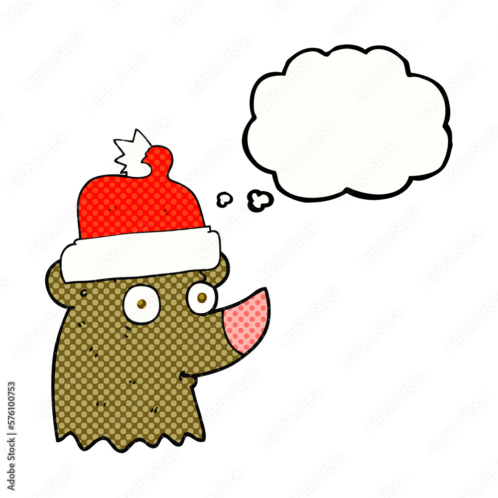 thought bubble cartoon bear wearing christmas hat thought bubble cartoon bear wearing christmas hat
