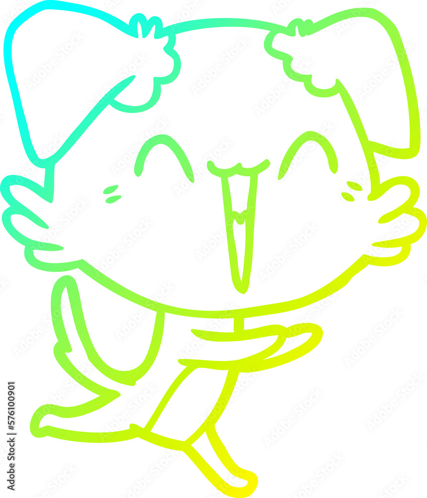 cold gradient line drawing happy little dog cartoon cold gradient line drawing happy little dog cartoon