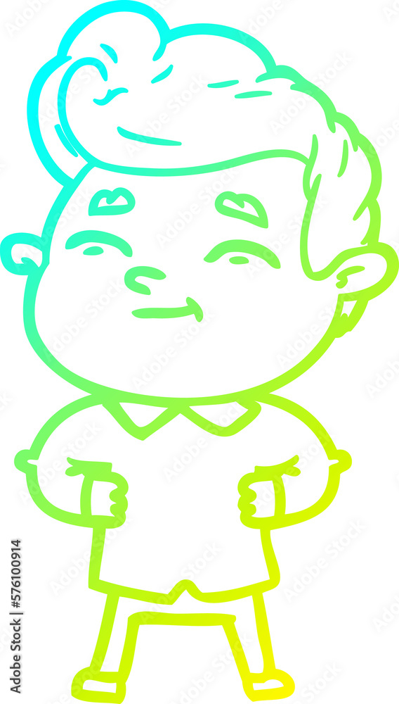 cold gradient line drawing happy cartoon man cold gradient line drawing happy cartoon man