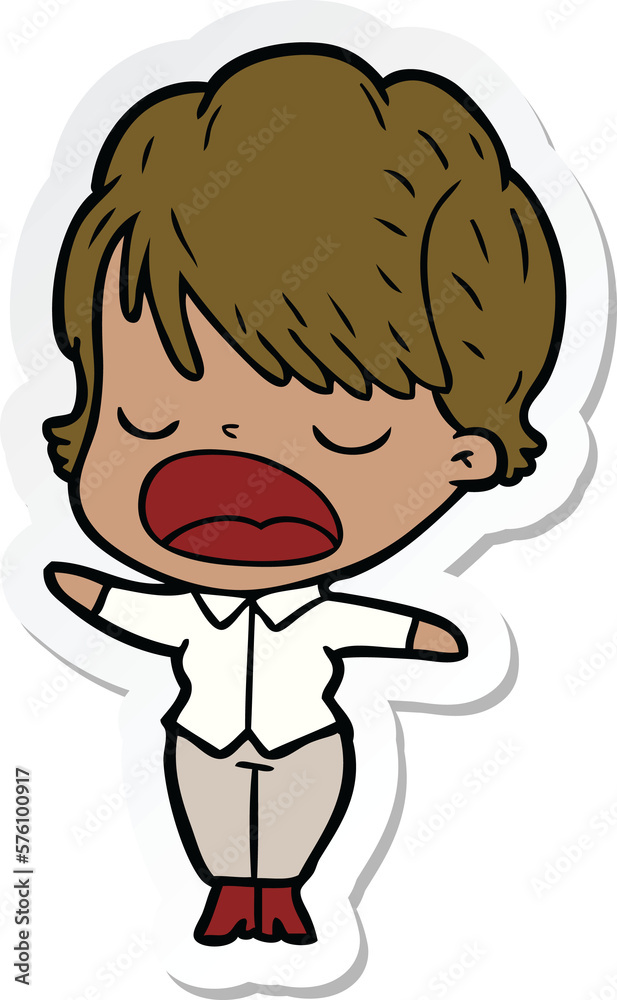 sticker of a cartoon woman talking sticker of a cartoon woman talking