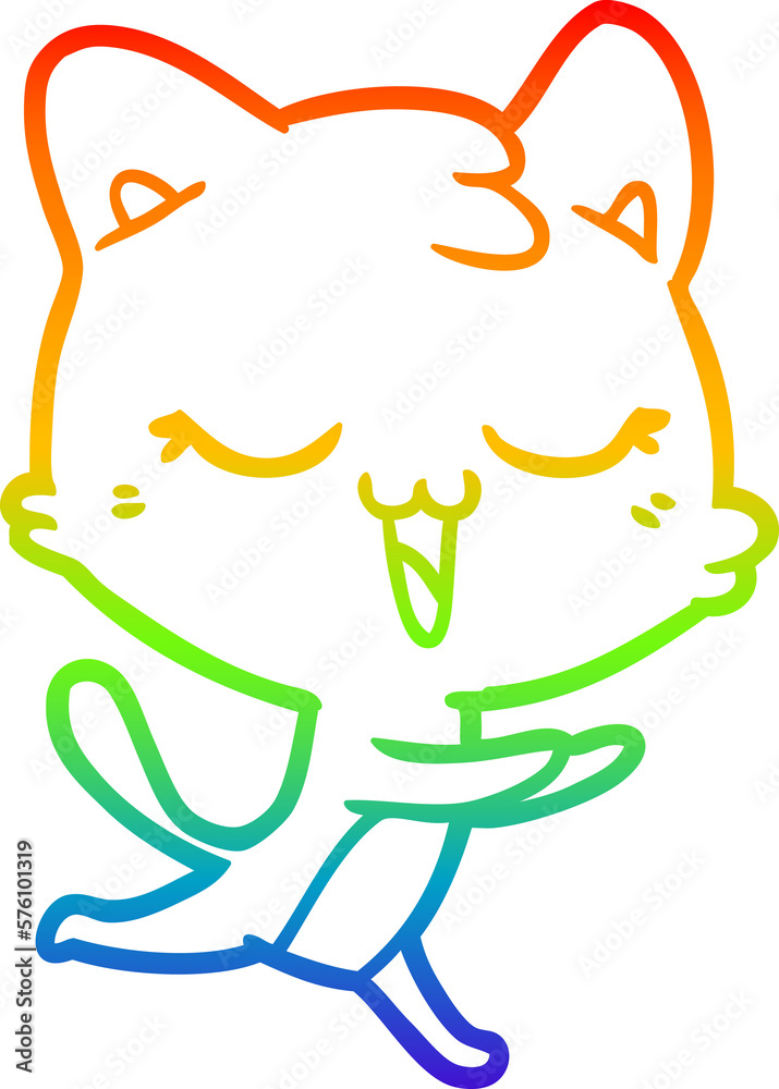 rainbow gradient line drawing happy cartoon cat rainbow gradient line drawing happy cartoon cat