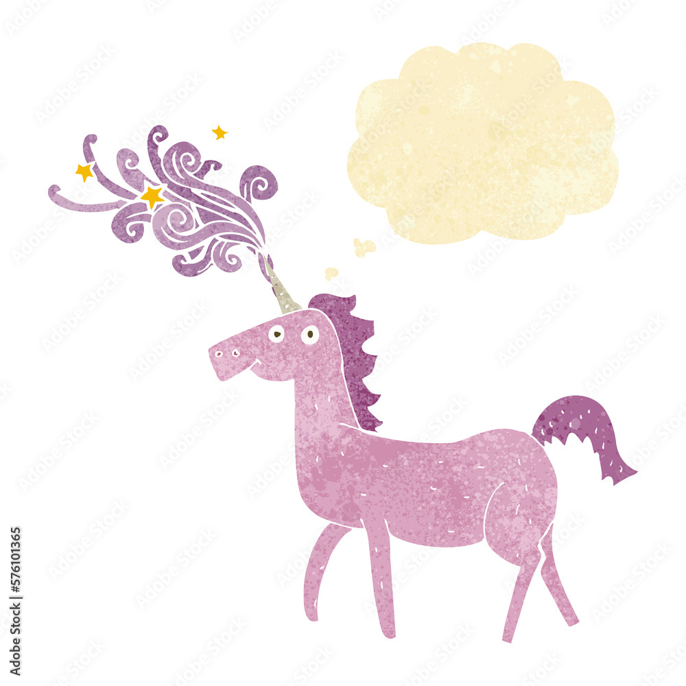 cartoon magical unicorn with thought bubble cartoon magical unicorn with thought bubble
