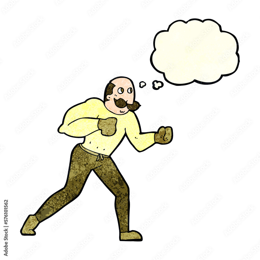cartoon retro boxer man with thought bubble cartoon retro boxer man with thought bubble