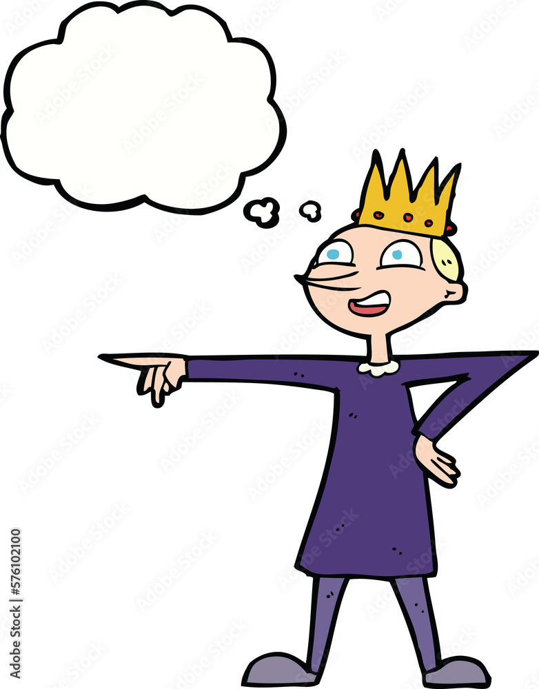 cartoon pointing prince with thought bubble cartoon pointing prince with thought bubble