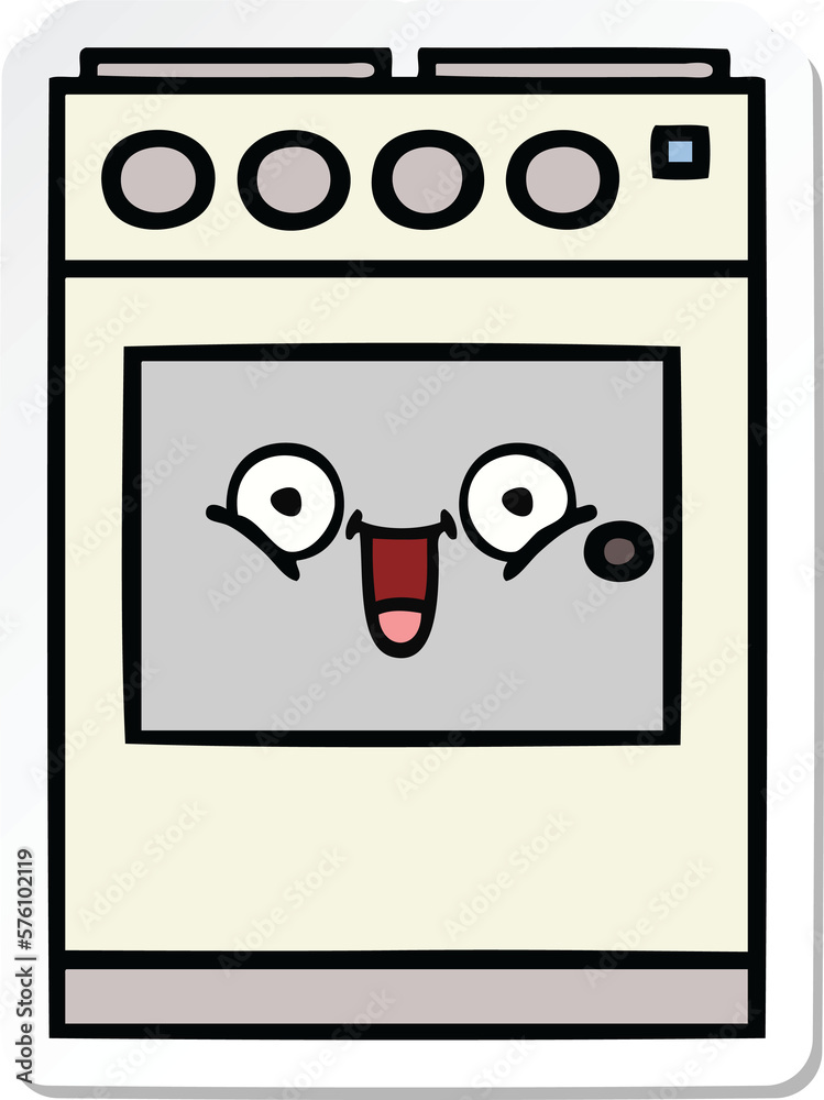 sticker of a cute cartoon kitchen oven sticker of a cute cartoon kitchen oven